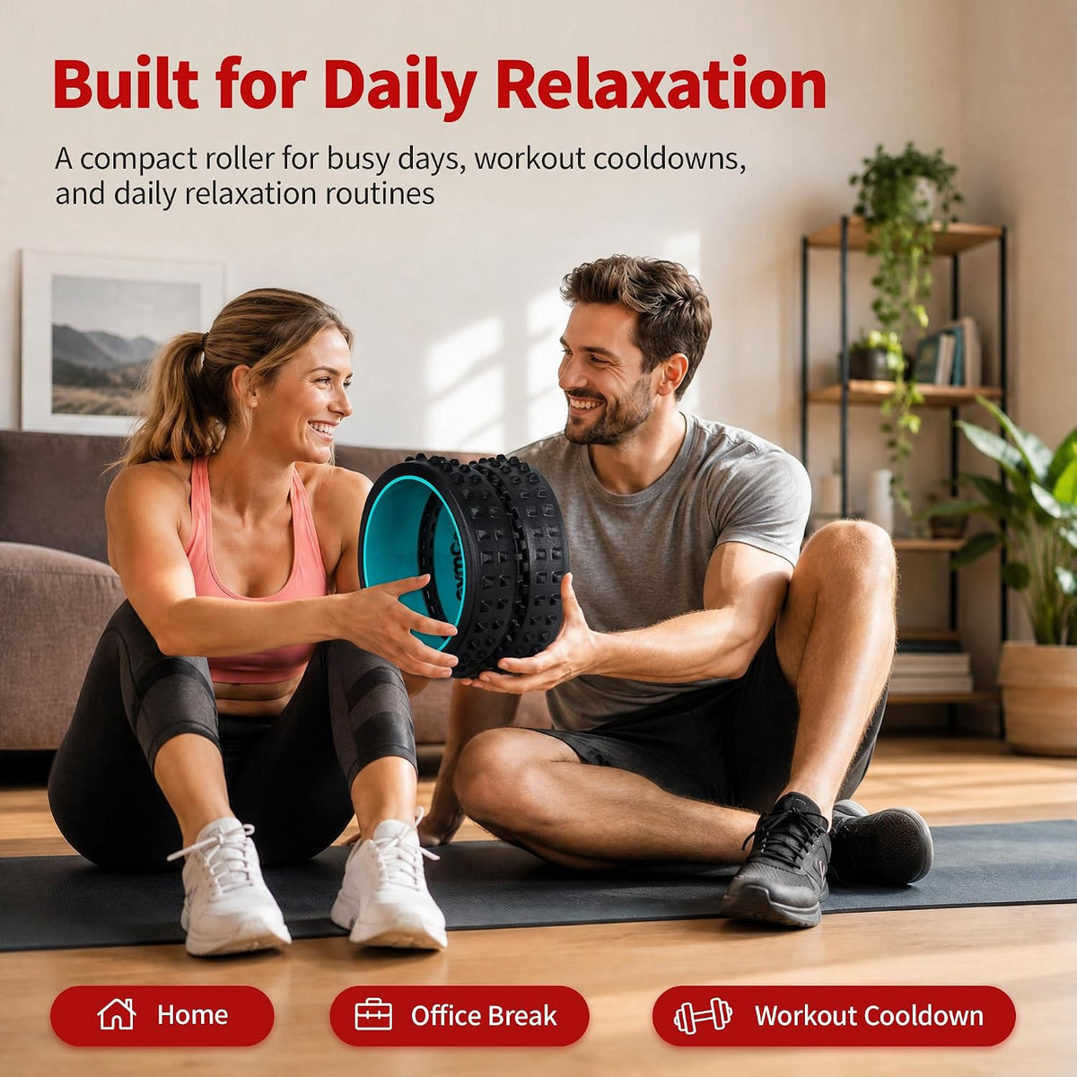 GymCope 10in Back Roller, Foam Roller for Exercise, Spine-Safe Groove