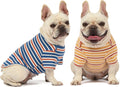 Dog Shirts Cotton Striped T-Shirt, Summer Pet Clothes for Small Dogs, 2-Pack Soft Puppy Apparel Cat Tee, Breathable Stretchy, Blue Yellow M