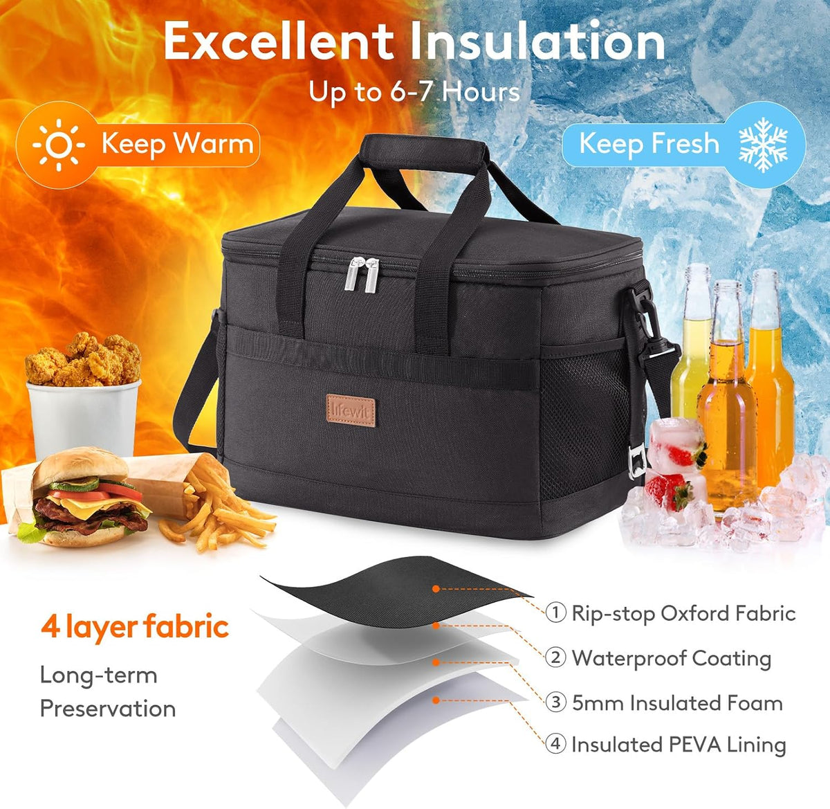 Lifewit Cooler Bag 30/50/60 Cans Collapsible, Insulated Large Lunch Bag