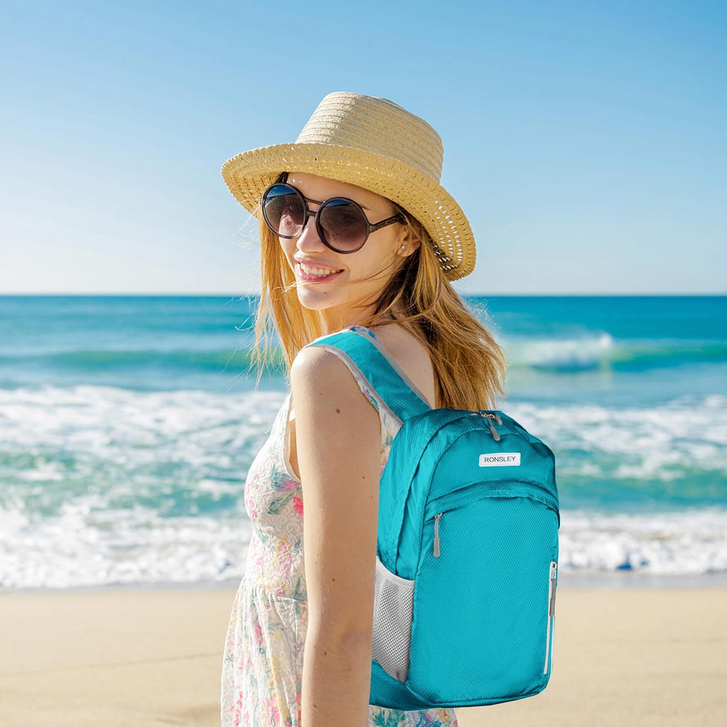 Waterproof Foldable Hiking Backpack, Lightweight Beach Bag SkyBlue
