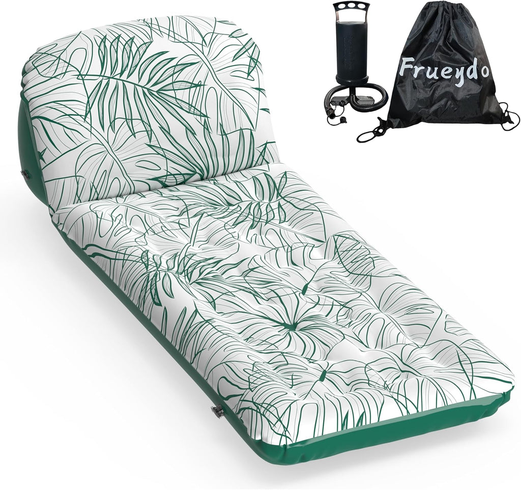Inflatable Ultralight Camping Sleeping Pad with Adjustable Pillow,Camping Mat with Backrest, Compact Air Mattress for Camping,Hiking,Backpacking,Car Traveling,Tent,Beach,Single,Green