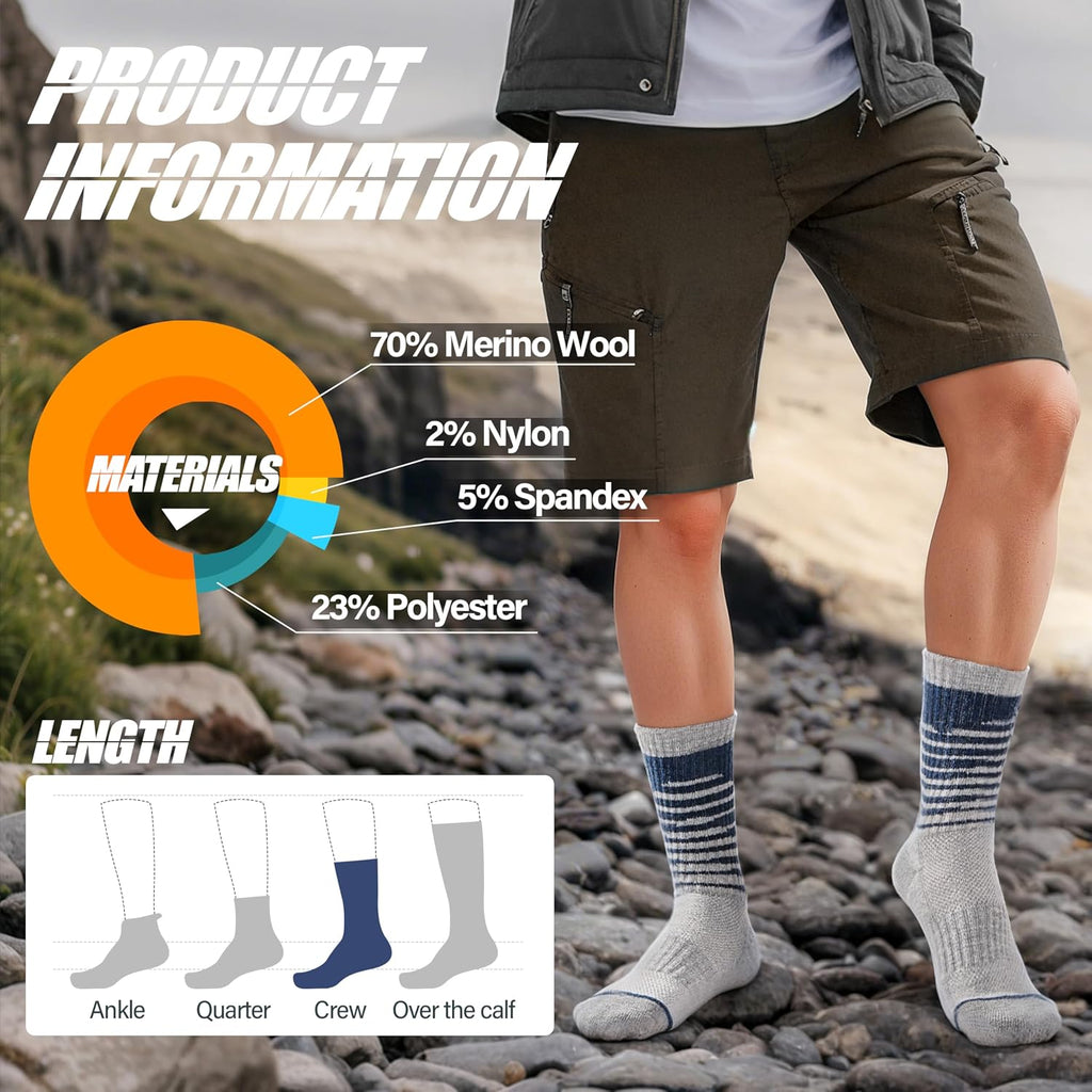 ANTSANG Merino Wool Hiking Socks, Maximum Breathability, for Men and Women