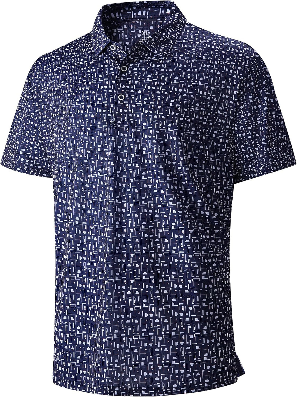 Damipow Golf Shirts for Men Dry Fit Short Sleeve Print Collared Polo Shirt