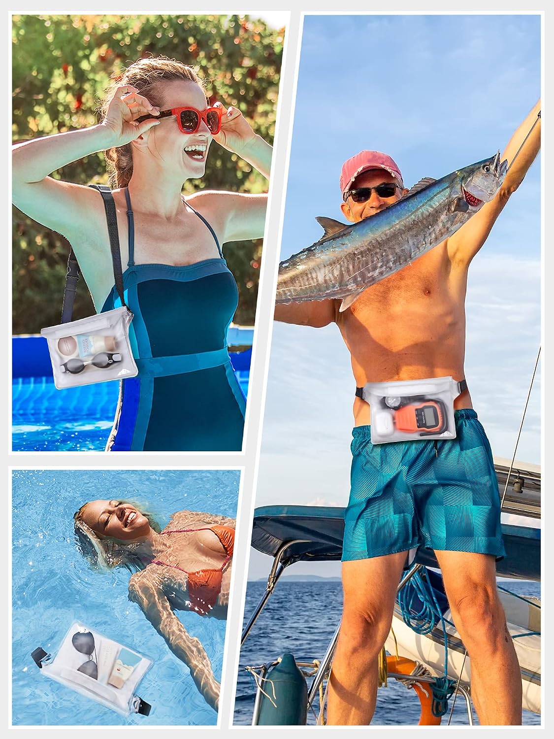 HEETA 2-Pack Waterproof Fanny Pack Pouch Dry Bag for Phone Passport Purse