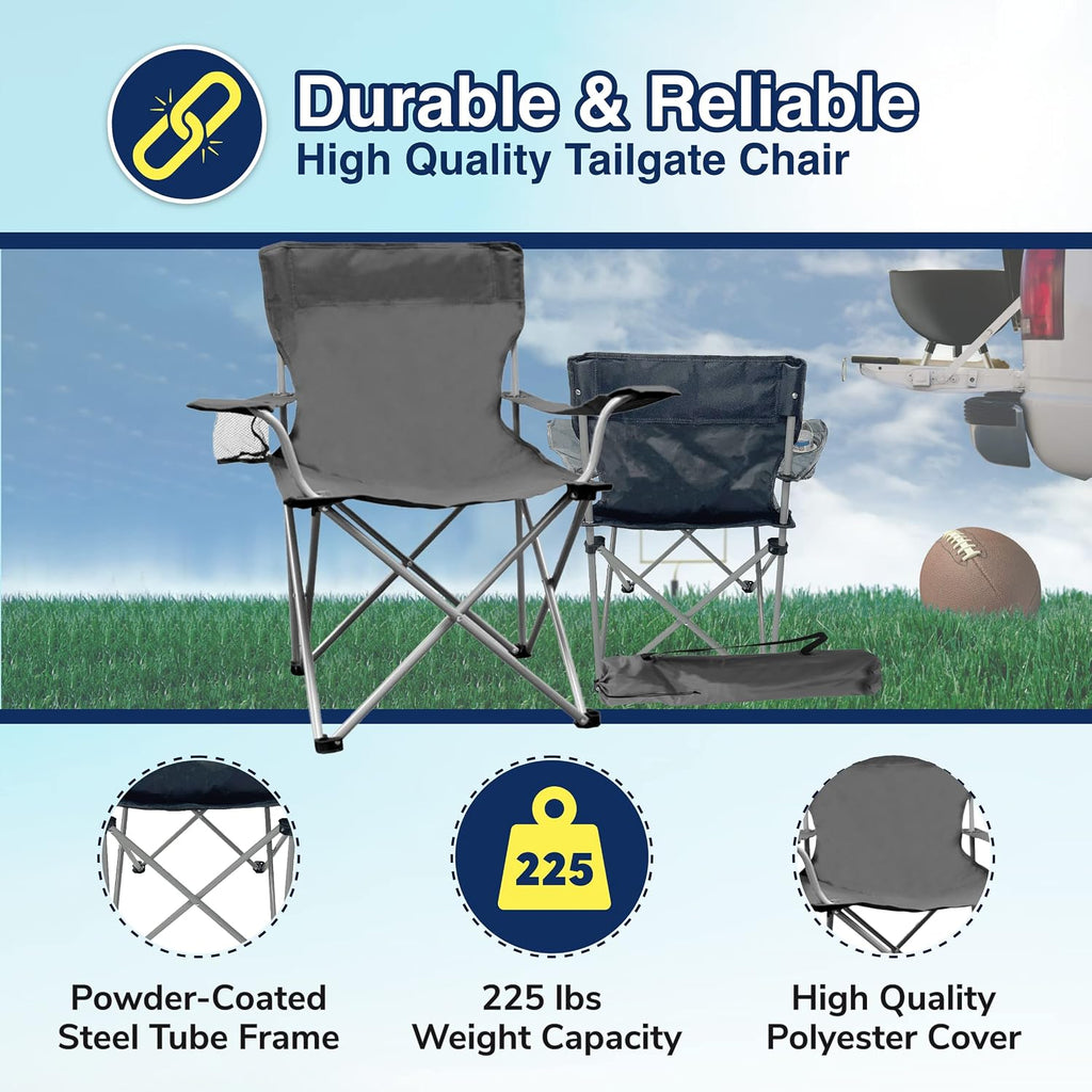 Weather Station Camping Chair, Lightweight and Portable Outdoor Folding Tailgate Quad Chair with Cup Holder and Armrests