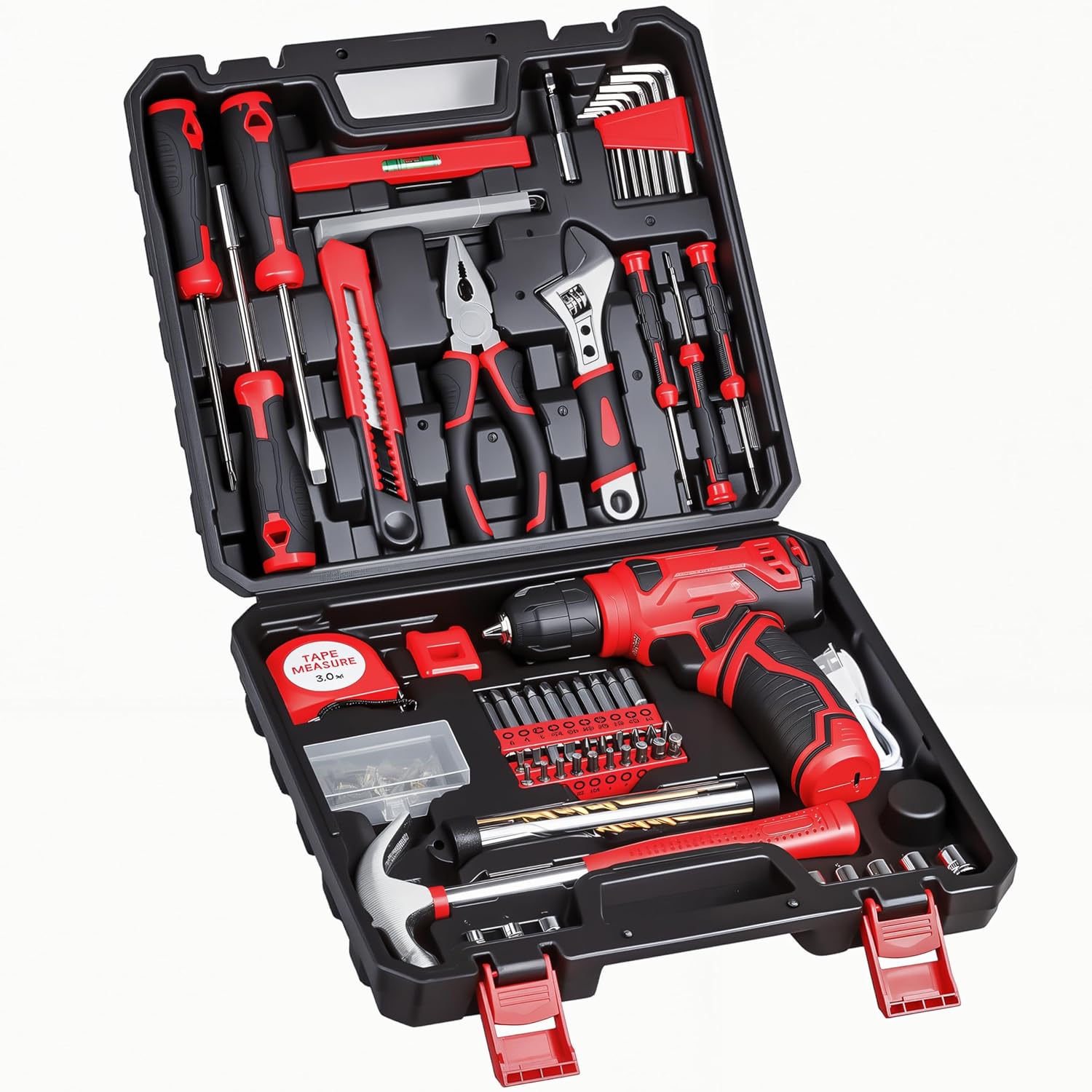 8V Cordless Drill Set, 132-Piece Home Tool Set for DIY & Home Improvement
