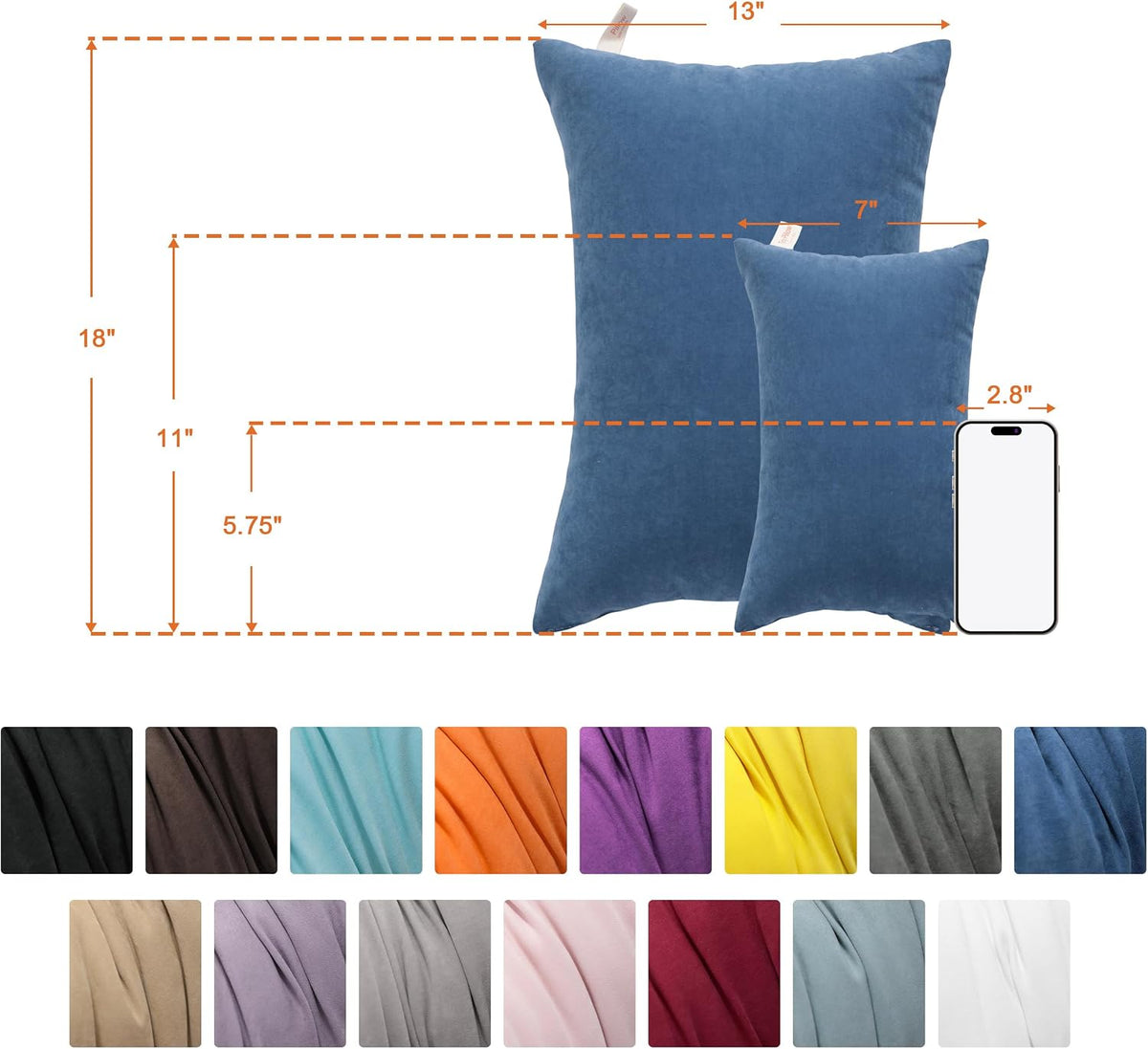 NTBAY Tiny Pillows, Set of 2, 7"x11", Dark Grey