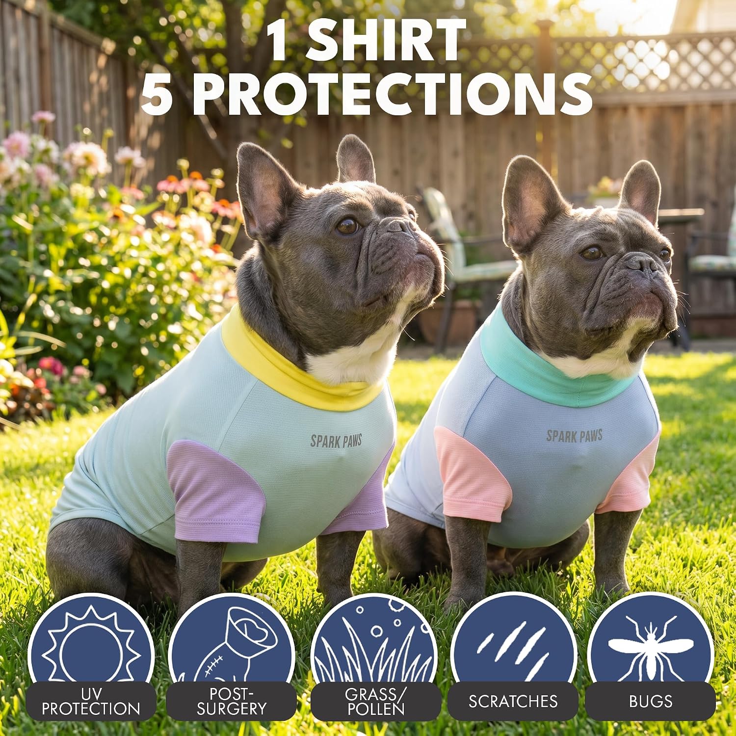 Spark Paws Sunblock Dog T-Shirt, SPF 30 UV Sun Protection, Summer Cooling