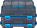 Reaction Tackle Standard Tackle Trays, Plastic Tackle Box Organizers with Four Secure Latches, Removable Dividers and Semi Transparent Lid for Fishing Storage - 3500 (2-Pack)