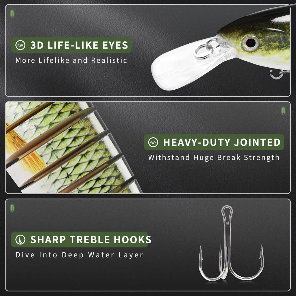 GOTOUR Jointed Swimbaits, Easy Catch Fishing Lures for Bass Trout Crappie