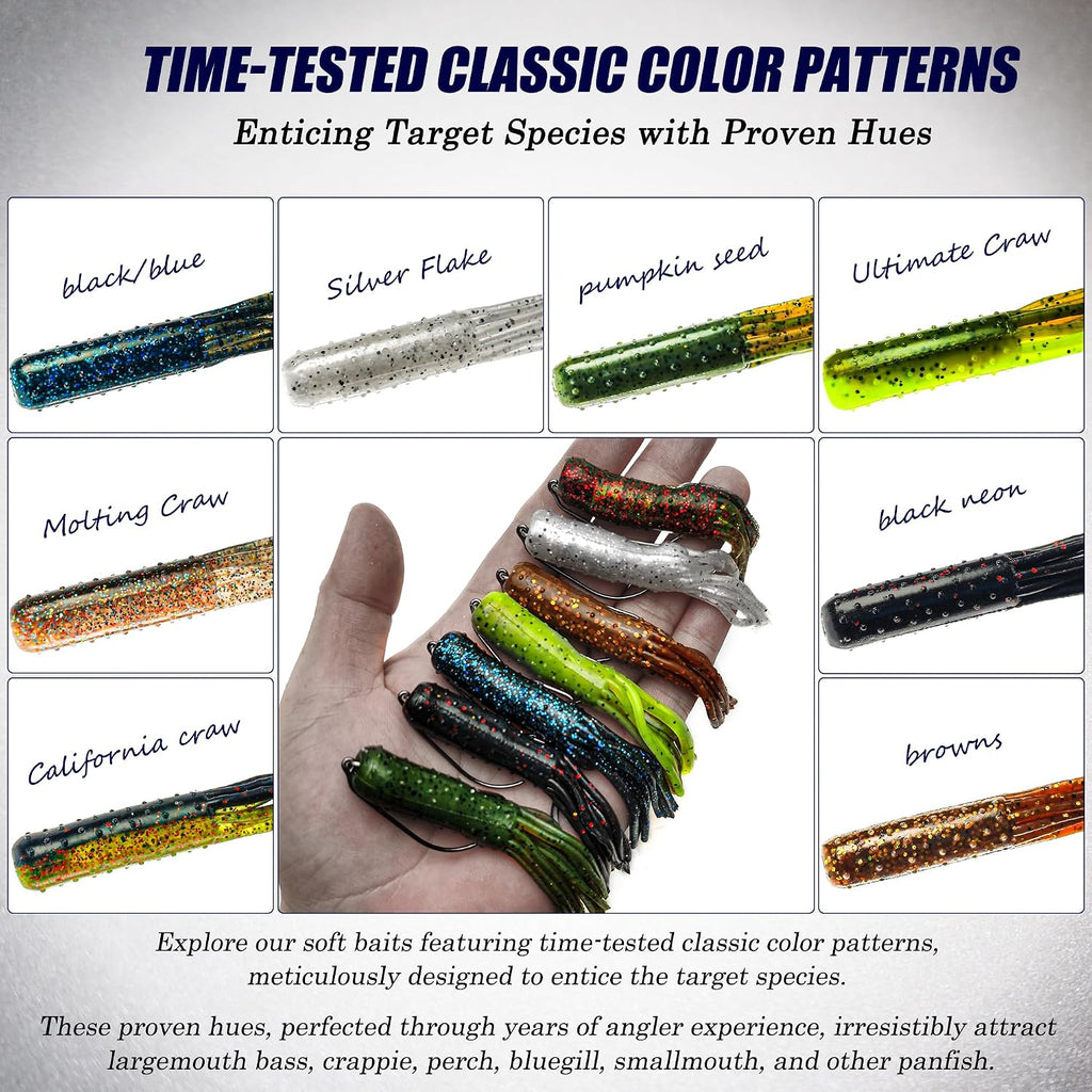 Tube Lures Jig Heads Hooks Tube Baits Worms for Bass Fishing