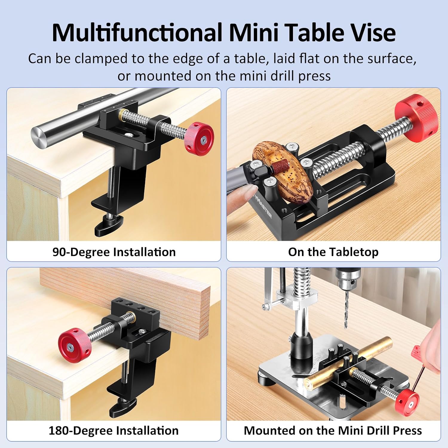 ArtyMaster Mini Drill Press Vise with Rubber Soft Jaws, 0-2.48" Clamping Range Mini Vice Clamp for Crafts, Jewelry Making, Modeling and Repairs, Precision Aluminum Small Vise for Small Projects