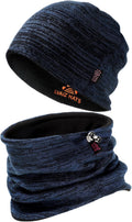 Winter Beanie Hat Scarf Set for Men Women Fleece Lined Warm Windproof Ski