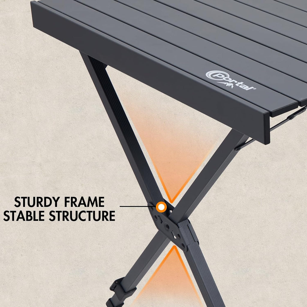 Portal Folding Camping Table with Adjustable Height,Portable Aluminum Table, Dark Gray