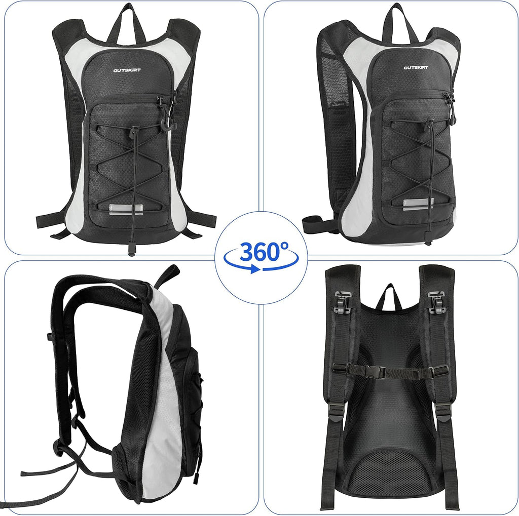 OUTSKIRT Hydration Backpack with 2L Water Bladder, Lightweight and Breathable Running Hydration Pack, Water Backpack for Hiking, Cycling, Trail Running, Marathons & Outdoor Adventures for Men Women