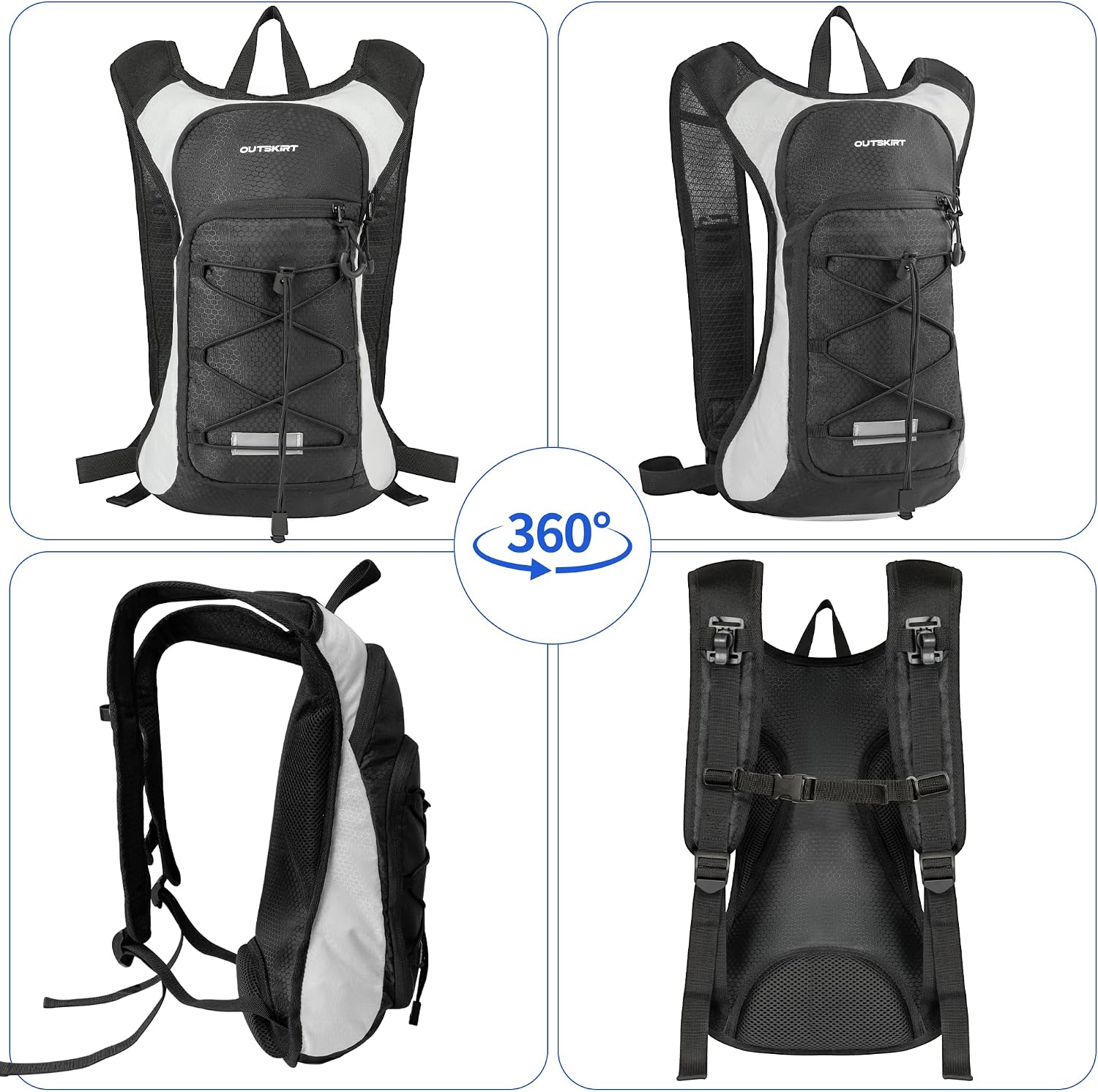 OUTSKIRT Hydration Backpack with 2L Water Bladder, Lightweight and Breathable Running Hydration Pack, Water Backpack for Hiking, Cycling, Trail Running, Marathons & Outdoor Adventures for Men Women