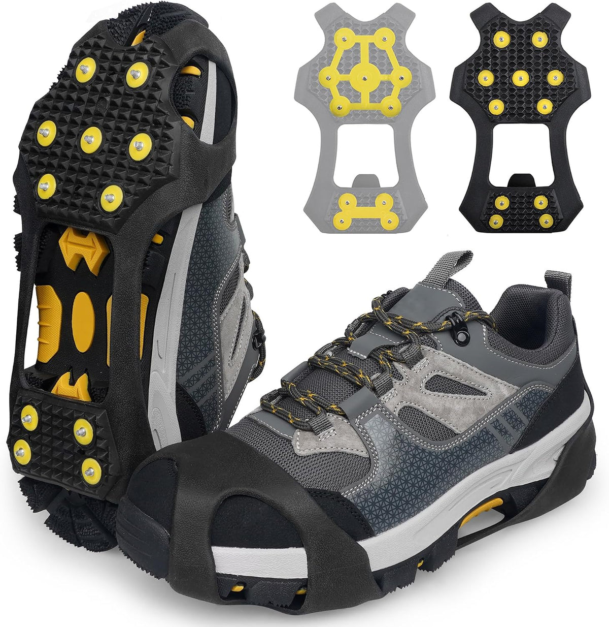 Crampons Ice Cleats for Boots Men and Women Anti Slip Grips Snow Ice Shoes Rubber Snow Traction Cleats Slip-on Stretch Footwear Walking Crampon