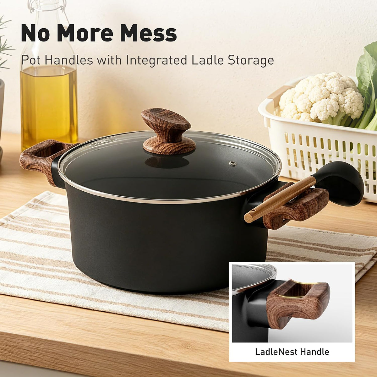 DishDelight 10PCS Ceramic Pots and Pans Set, Kitchen Induction Cookware Set