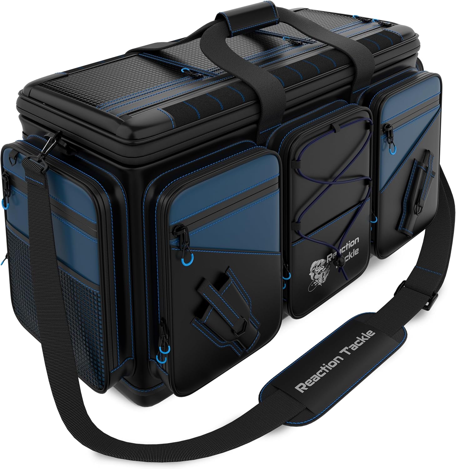 Reaction Tackle Saltwater Fishing Tackle Bags, Water Resistant 1000D PVC Tackle Box Bag with Removable Dividers, Fits 3600 and 3700 Trays, Medium