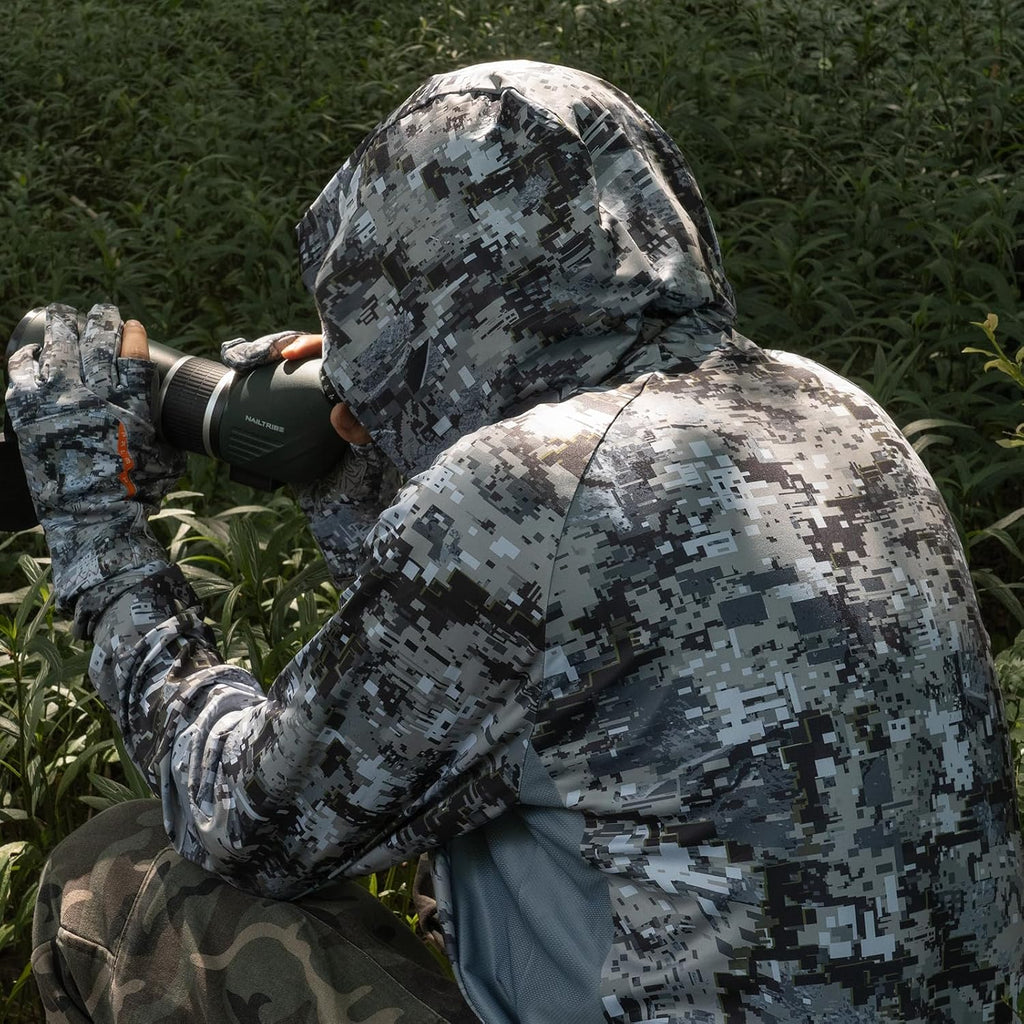 Palmyth Hunting Hoodie with Mask for Men Sun Protection Camo Fishing Shirts