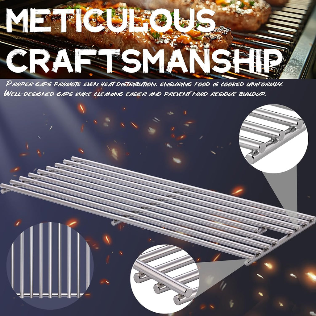 4 Pack 7mm Process Upgrade Stainless Steel BBQ Grill Grates Replacement Parts for Bull 16517 18248 LP, 18249 NG,BBQ Angus,Brahma, Lonstar Select, Outlaw Steer Premium, Lonestar Select,7 Burner Premium