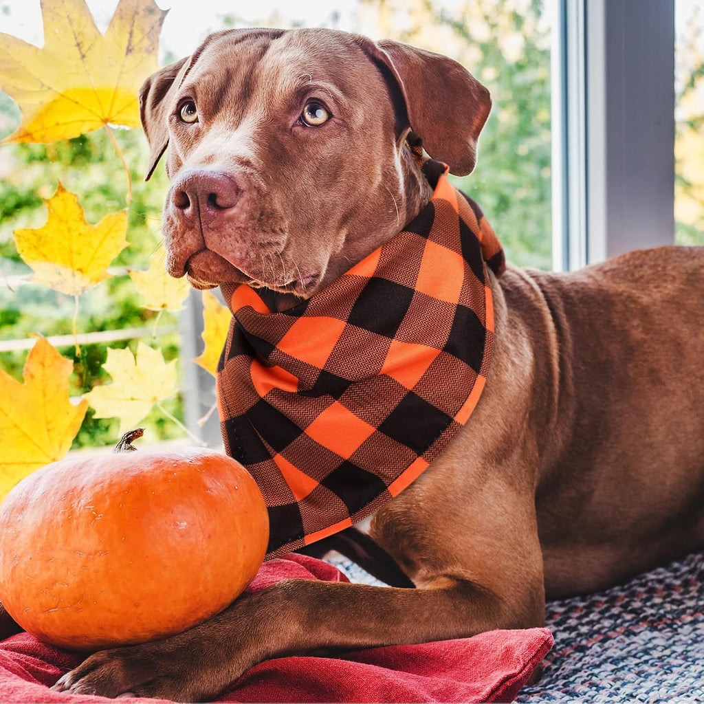 Sweetude 200 Pcs Fall Dog Bandanas Bulk Triangle Scarves, Pumpkin