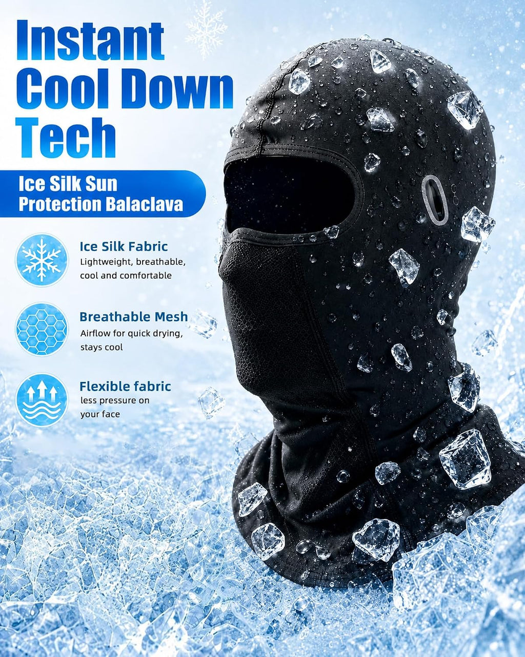 3 Pieces Unisex Ice Silk Mesh Balaclava Ski Mask, Full Cycling Face Cover