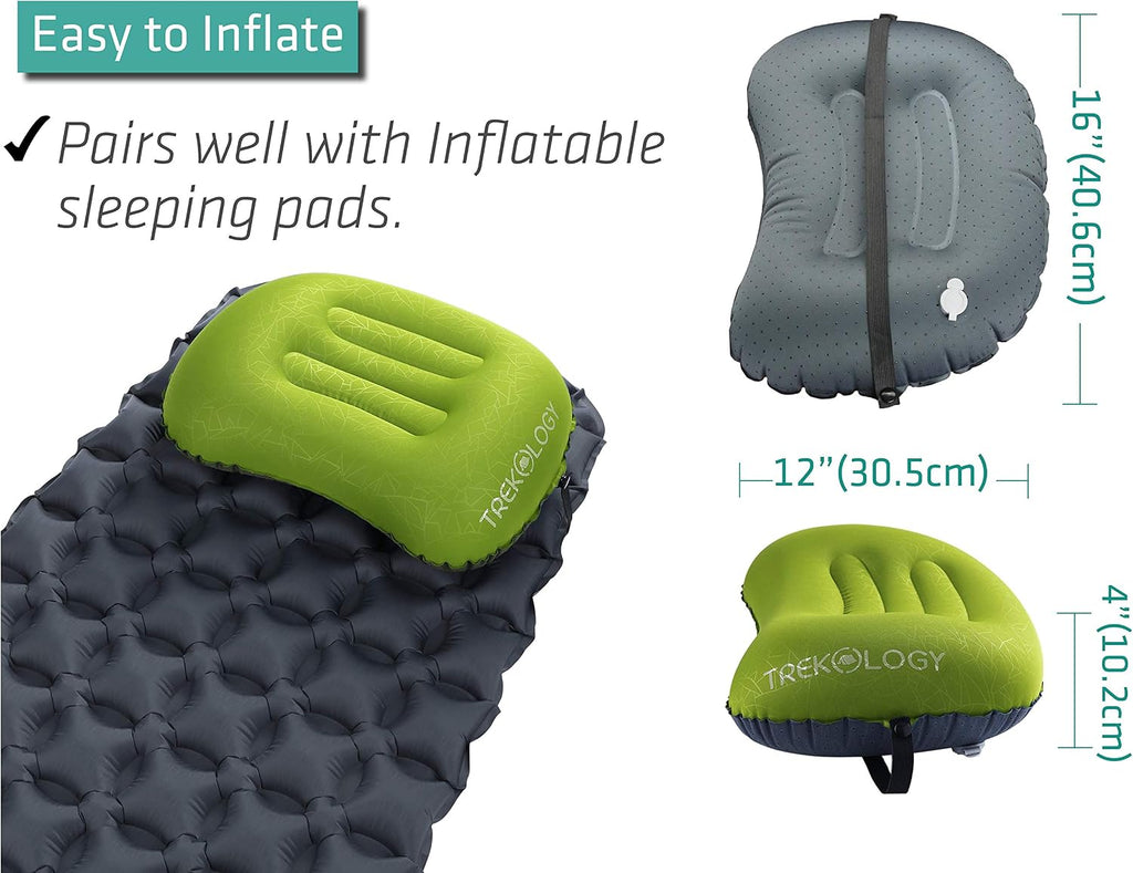 TREKOLOGY Aluft 2.0 Small Inflatable Camping Pillow for Backpacking, Travel