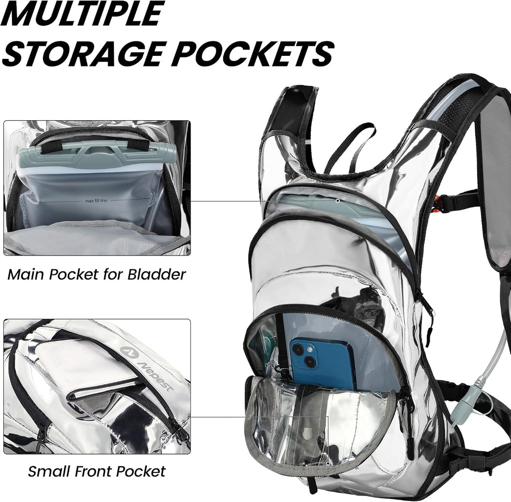 Nepest Hydration Pack Backpack with 2L Water Bladder Reflective Lightweight