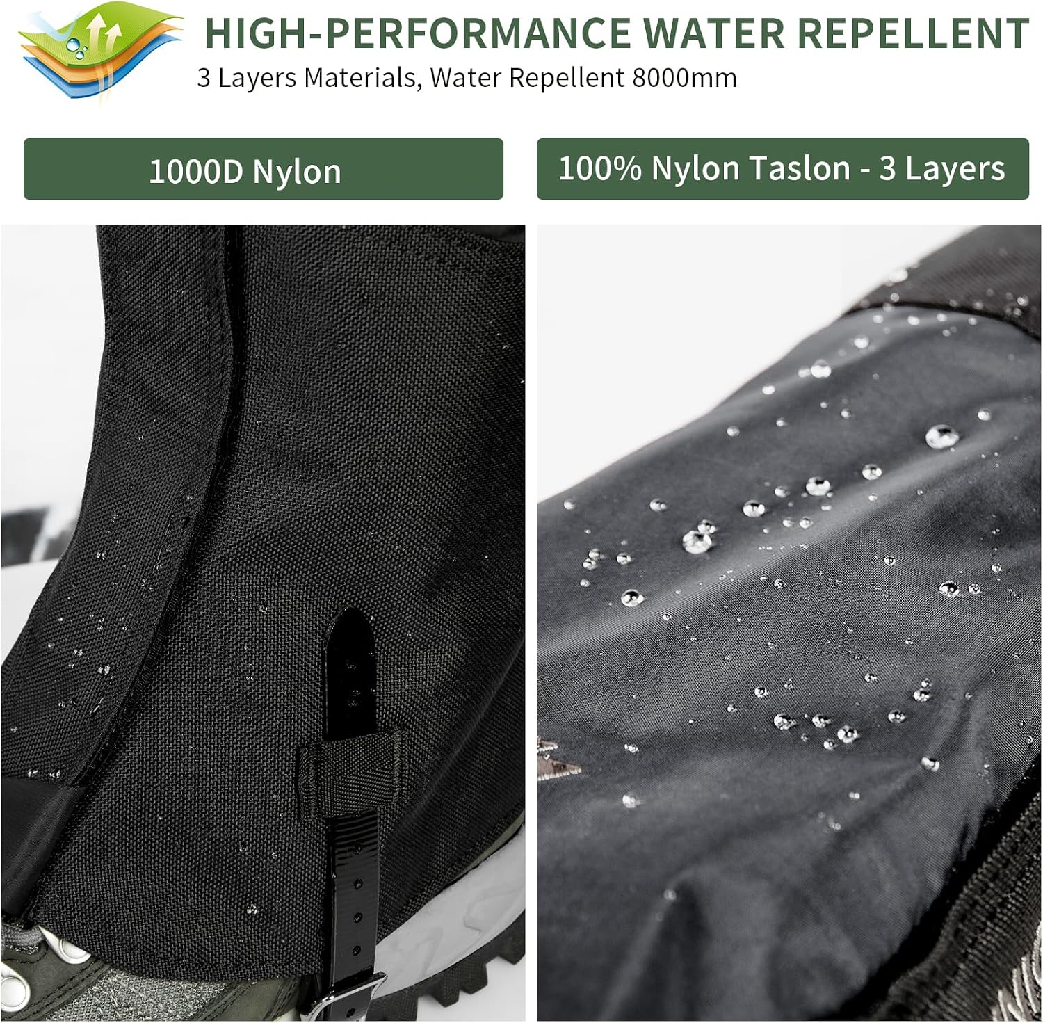 Unigear Leg Gaiters, 1000D Waterproof Boot Gaiters for Hiking Snow Hunting