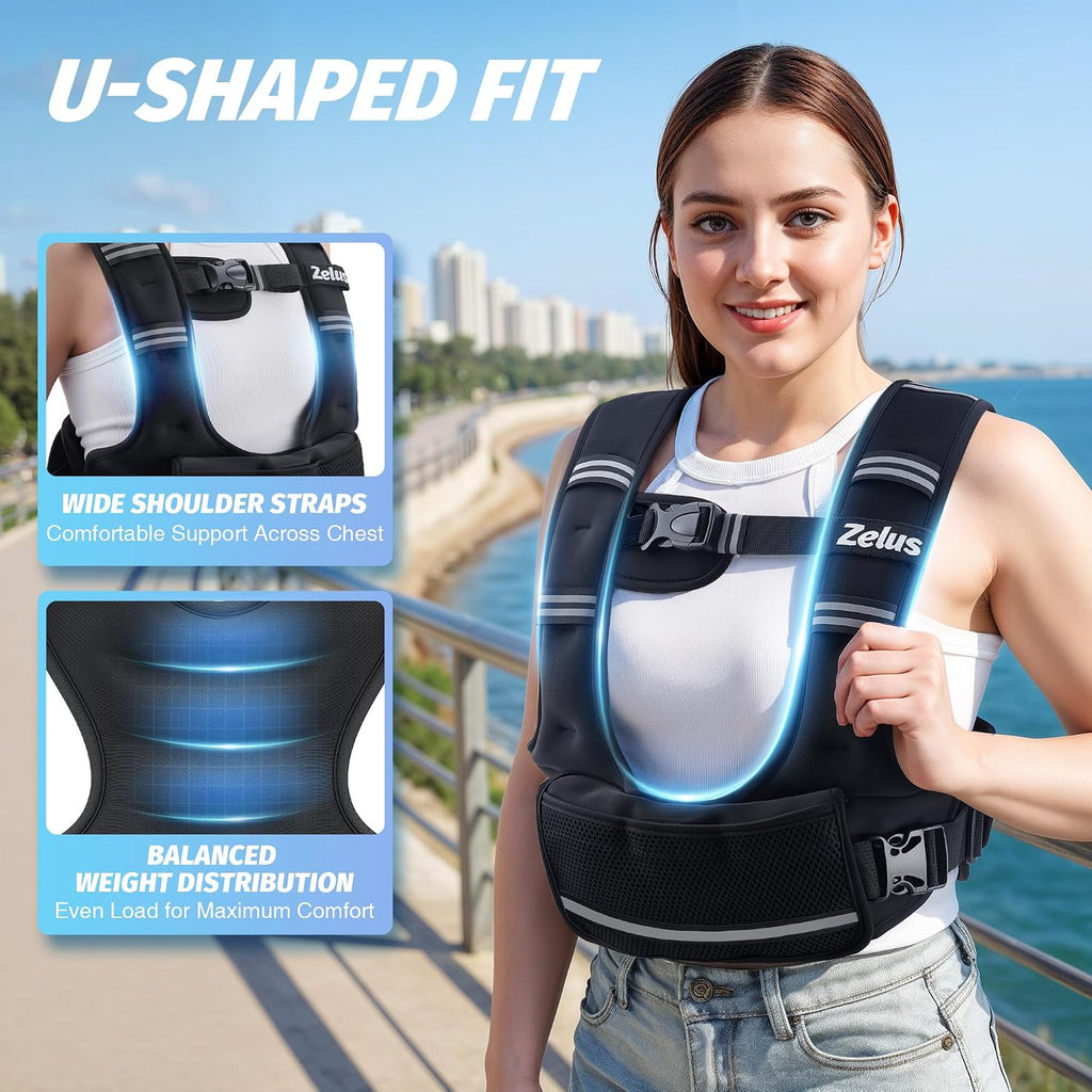 ZELUS Adjustable Weighted Vest for Women Men, Ergonomic Fit Training Vest