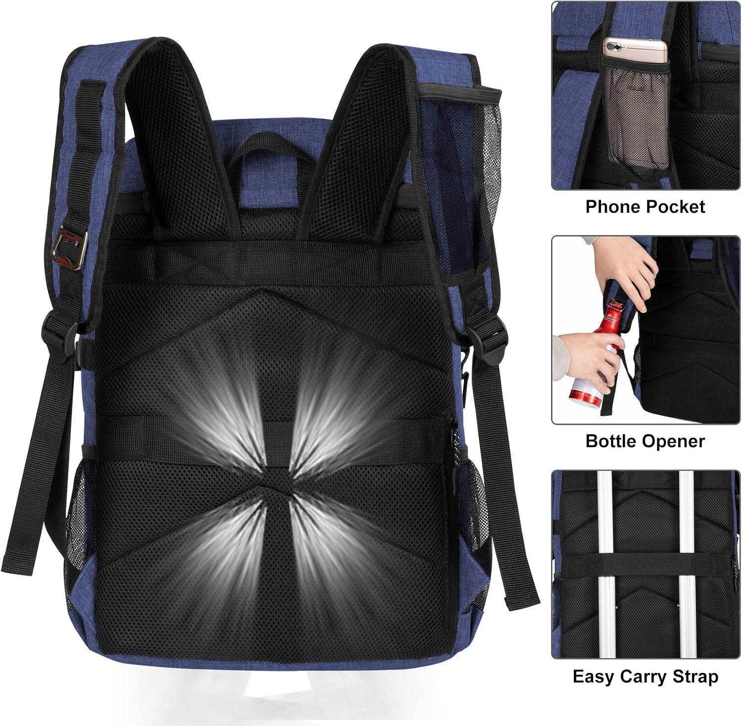 HXLGMD Backpack Coolers Insulated Leak Proof 30 Cans, Soft Sided Insulated Cooler Bags Ice Chest Backpack for Beach Travel Camping, with Reusable Ice Packs