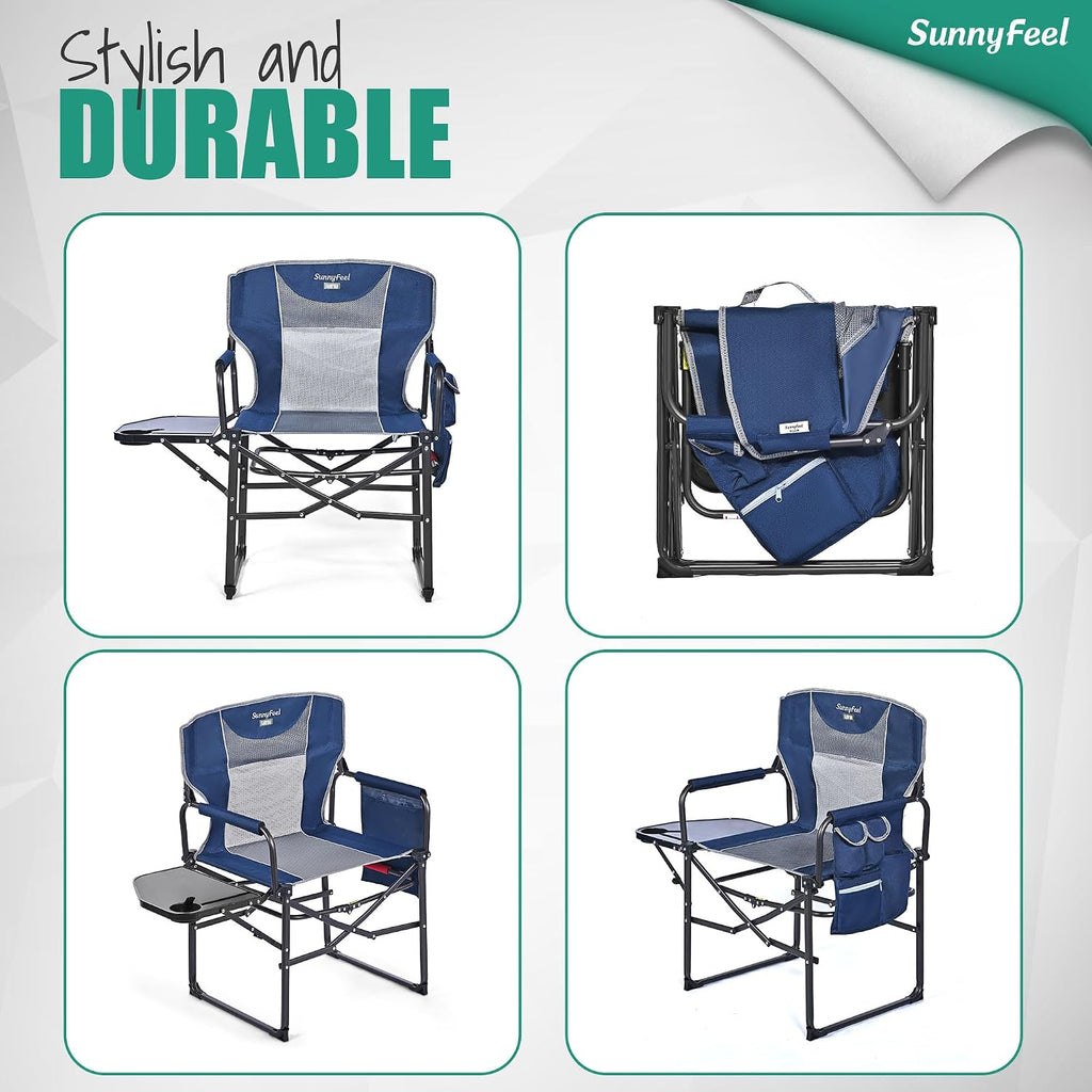 SUNNYFEEL Oversized DirectorsCamping Chair for Adults with Side Table