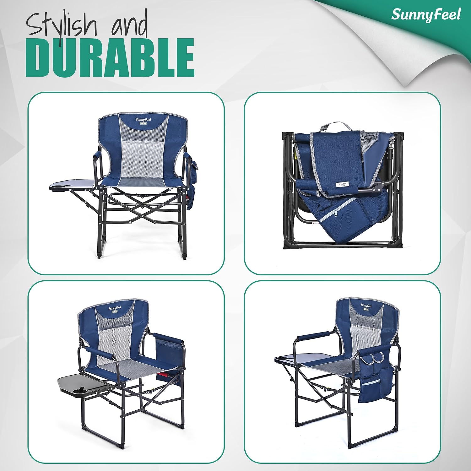 SUNNYFEEL Oversized DirectorsCamping Chair for Adults with Side Table