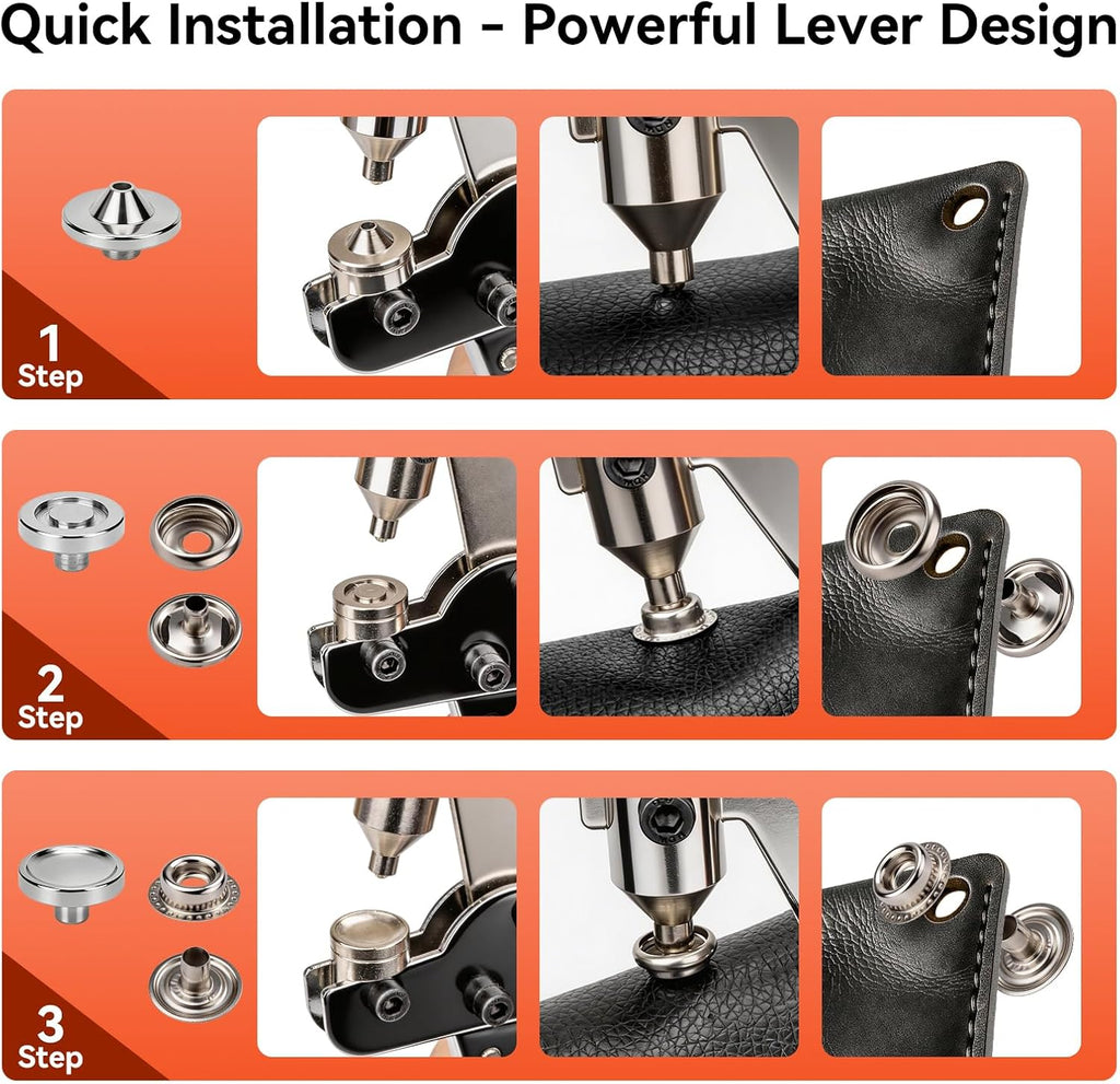 GRENTOOL Snap Fastener Tool Kit with 100 Sets 15mm Boat Cover Snaps