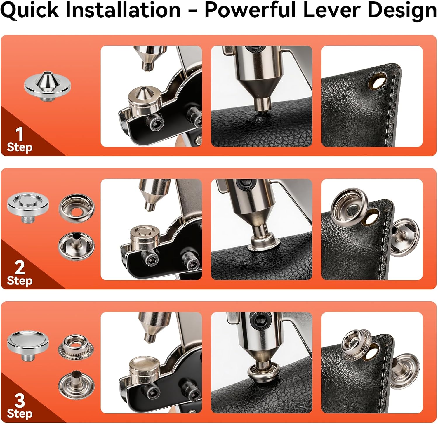 GRENTOOL Snap Fastener Tool Kit with 100 Sets 15mm Boat Cover Snaps