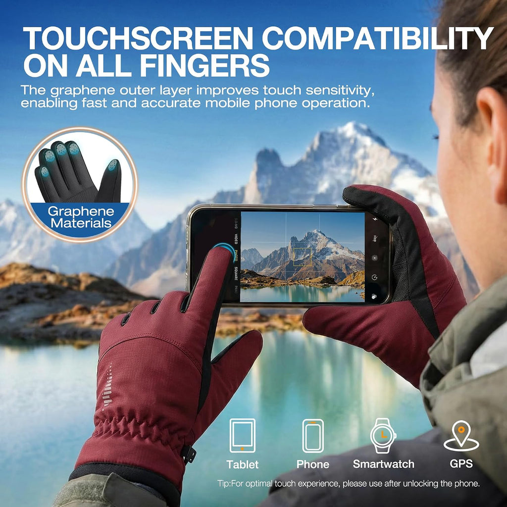 SIMARI Winter Waterproof Warm Gloves Women Men with Touchscreen Fingers, Ski Snow Windproof for Cold Weather Thermal, for Running Hiking Driving Cycling Outdoor Sports Daily Work