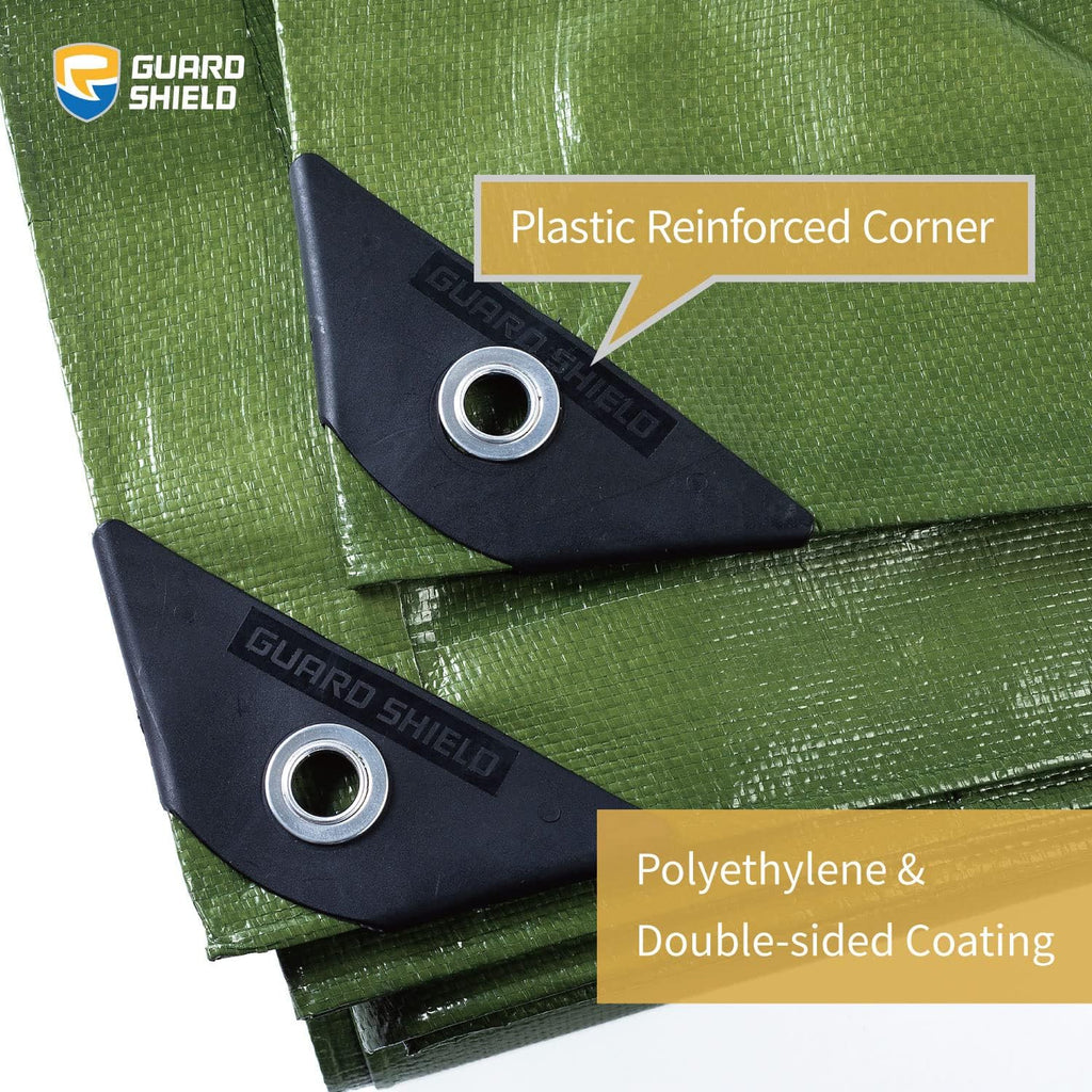 GUARD SHIELD Heavy Duty Tarp 10x12 Feet Green Multi Purpose Thick Waterproof Poly Tarp Cover 10mil