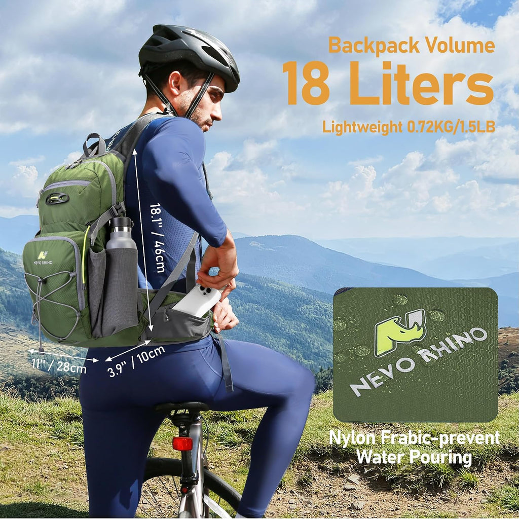 N NEVO RHINO Hydration Backpack, 18L Hiking Backpack with 3L Water Bladder