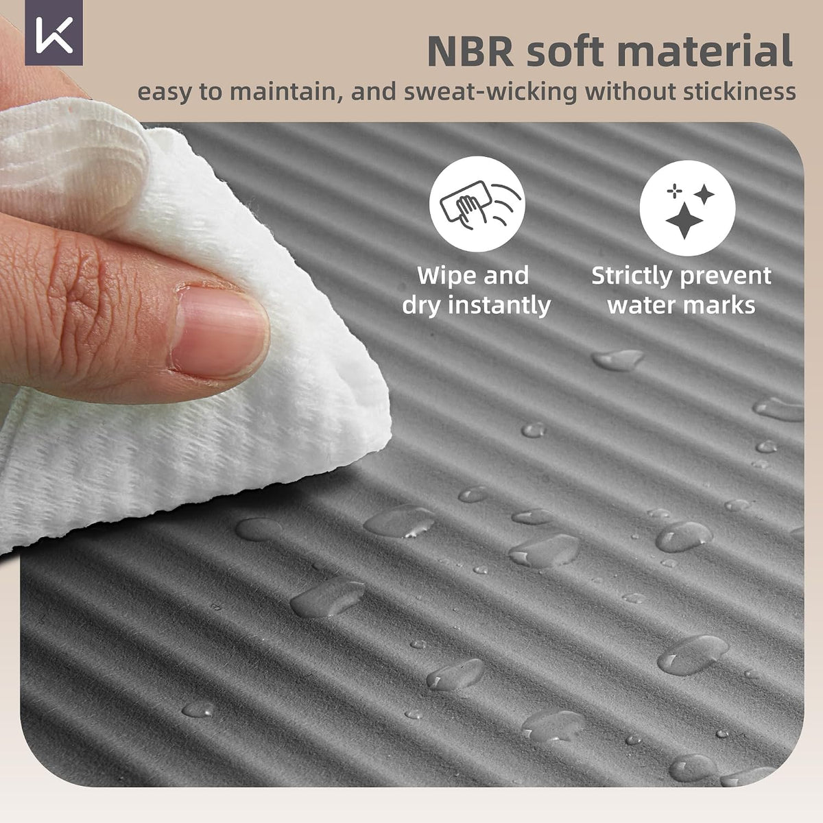KEEP Extra Thick NBR Yoga Mat for Women & Men, 10mm Thick, 72”x32” Large Exercise Mat with Non-Slip Workout Mat for Yoga, Pilates, Stretching, Meditation – Wide & Cushioned Fitness Mat