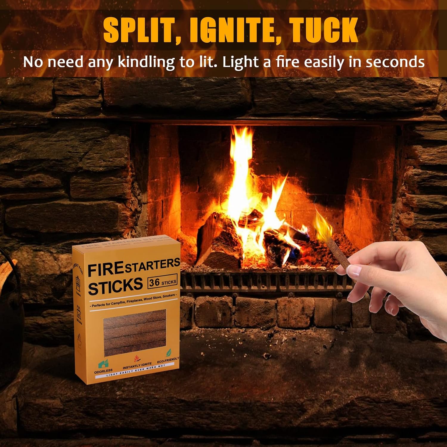Realcook Natural Fire Starters for Fireplaces: Upgraded 108