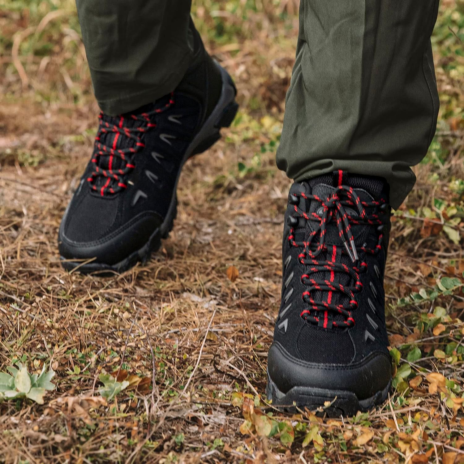 SHULOOK Men's Waterproof Hiking Boots Non-Slip Lightweight Mid Top Ankle Boot Breathable Hiker Trekking Shoes
