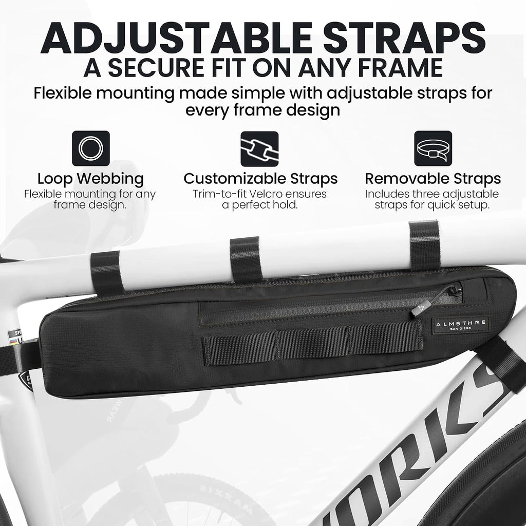 ALMSTHRE Bike Frame Bag | Weather-Resistant, Waterproof Zippers & Dual-Sided Access for Road, MTB, and Ebike Frames