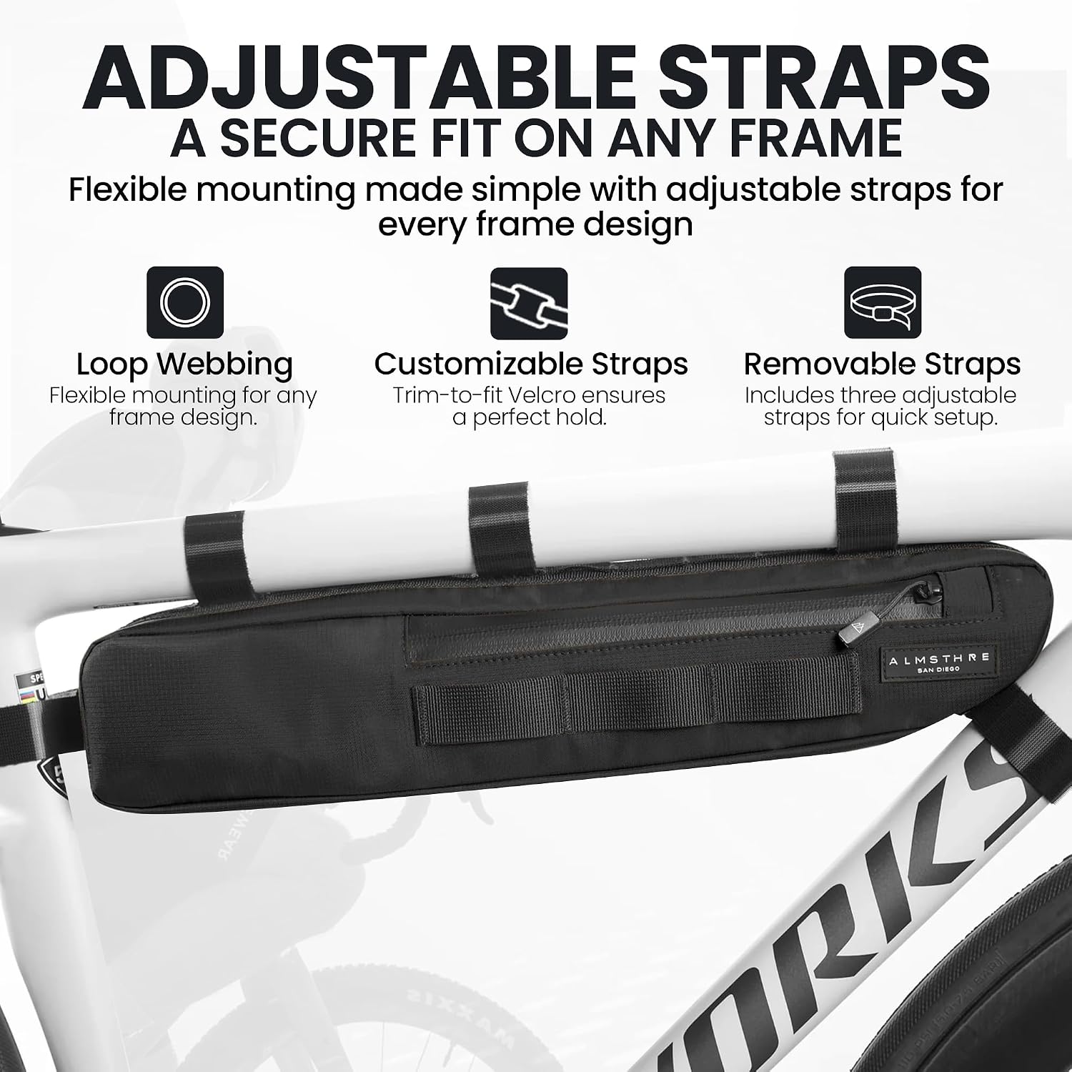 ALMSTHRE Bike Frame Bag | Weather-Resistant, Waterproof Zippers & Dual-Sided Access for Road, MTB, and Ebike Frames