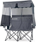 Double Camping Chair with Canopy,2 Person Folding Chair with Canopy, Grey