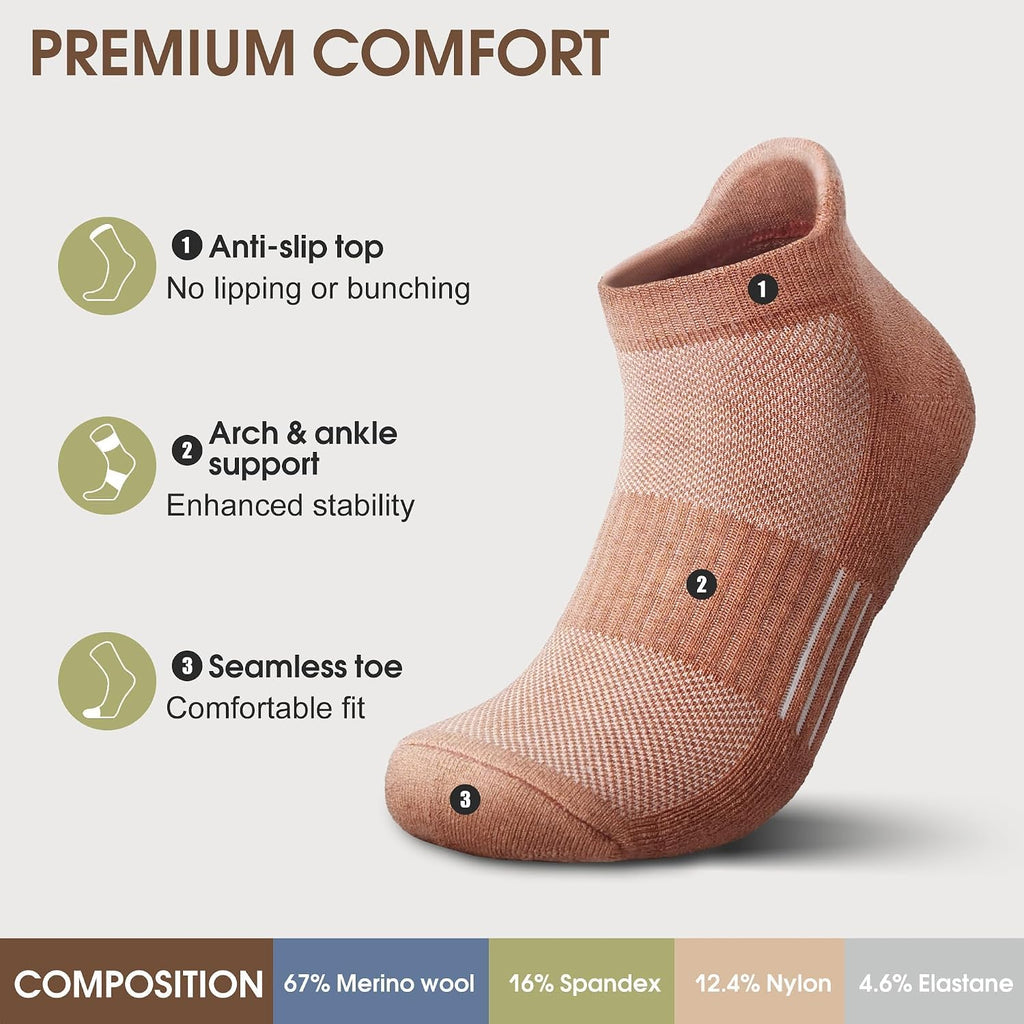 innotree Merino Wool Hiking Socks for Women, 5 Pairs