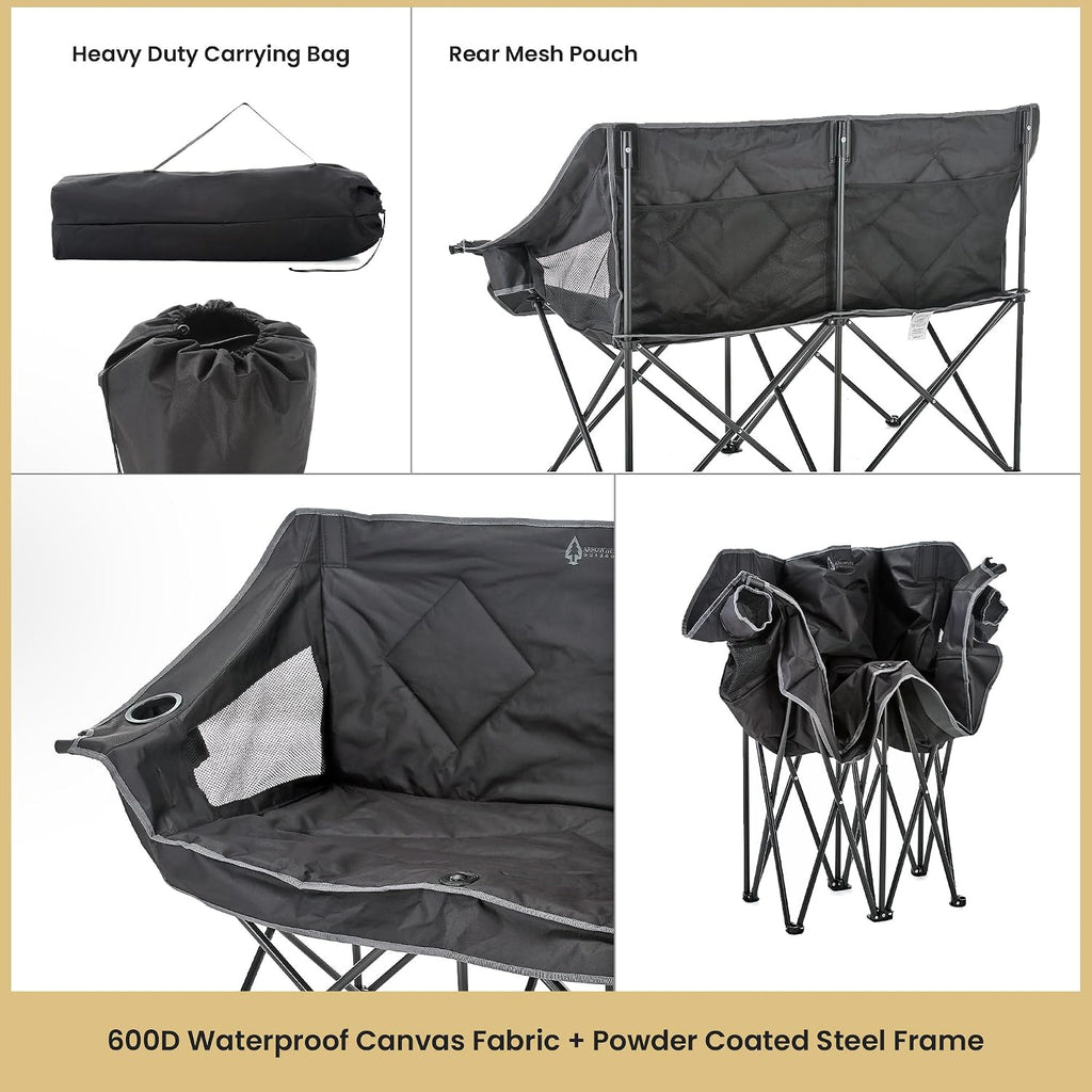ARROWHEAD OUTDOOR Portable Folding Double Duo Camping Chair Loveseat