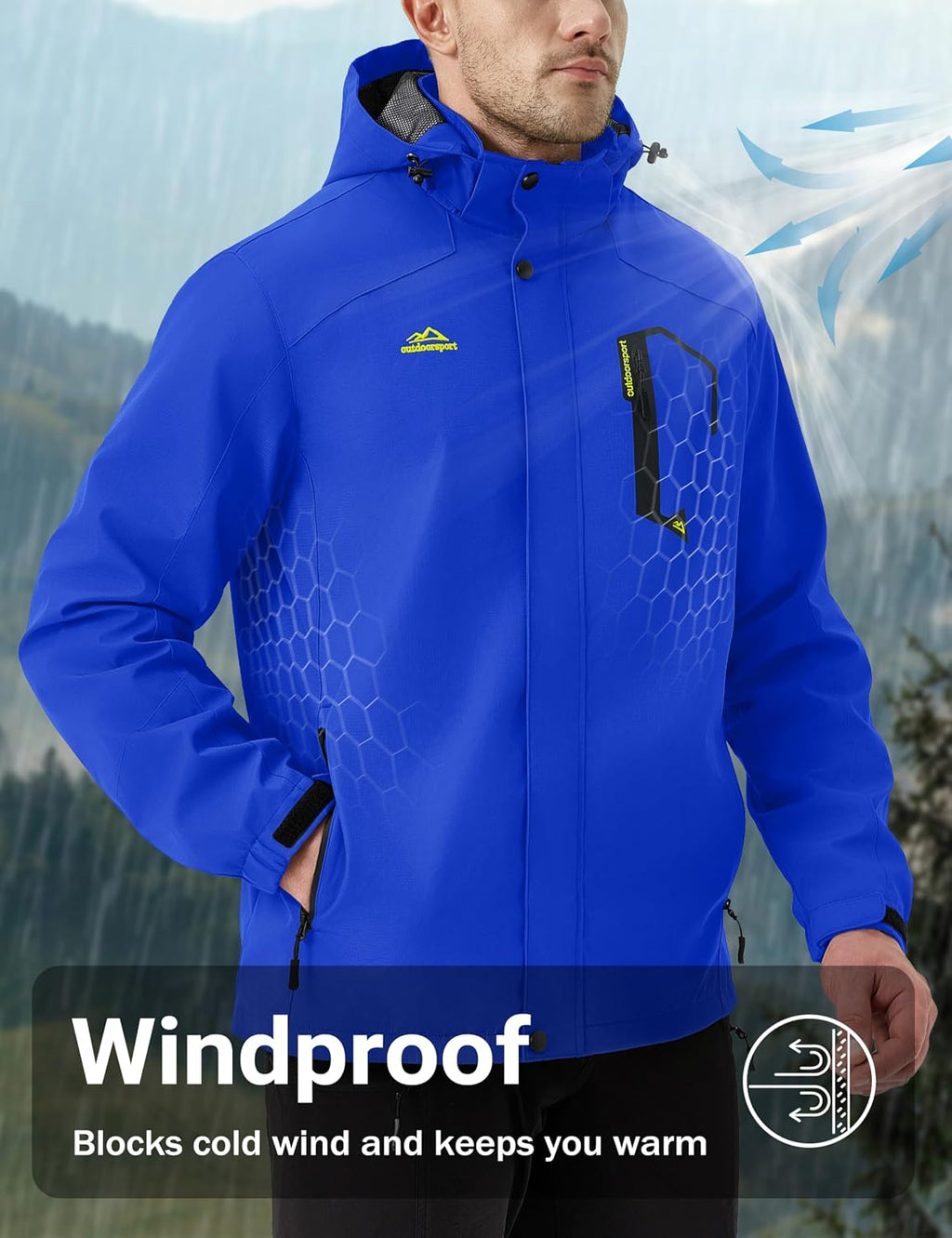 MAGCOMSEN Men's Lightweight Windbreaker Rain Jacket Raincoat with Detachable Hood for Hiking Fishing Activewear