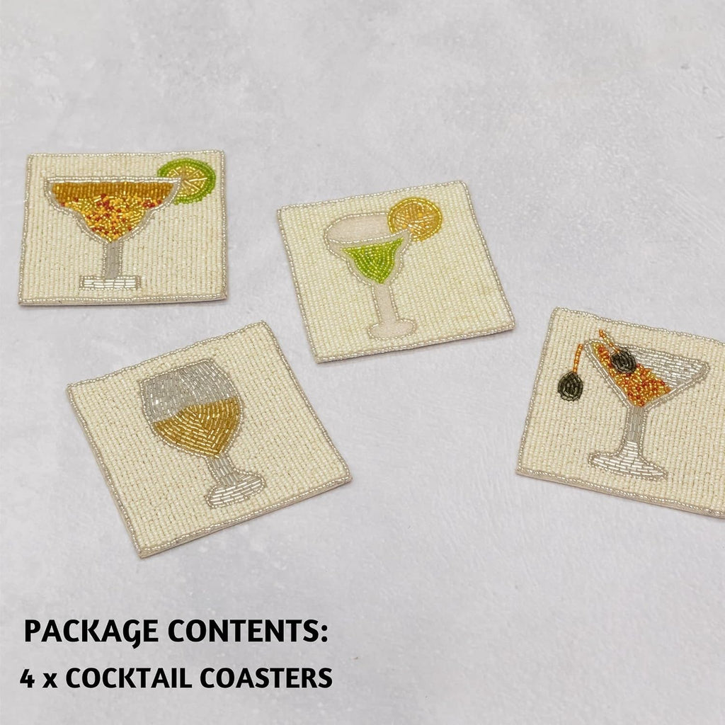 Folkulture Coasters Set of 4 for Drink, Coffee Bar Accessories, Table Décor