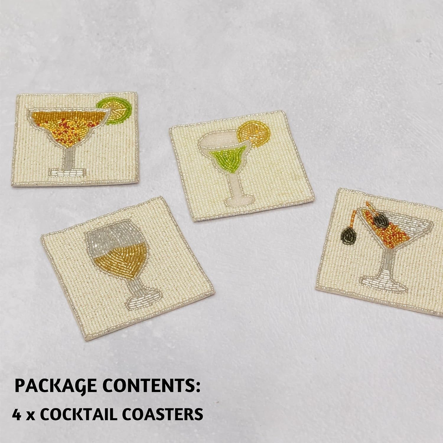 Folkulture Coasters Set of 4 for Drink, Coffee Bar Accessories, Table Décor